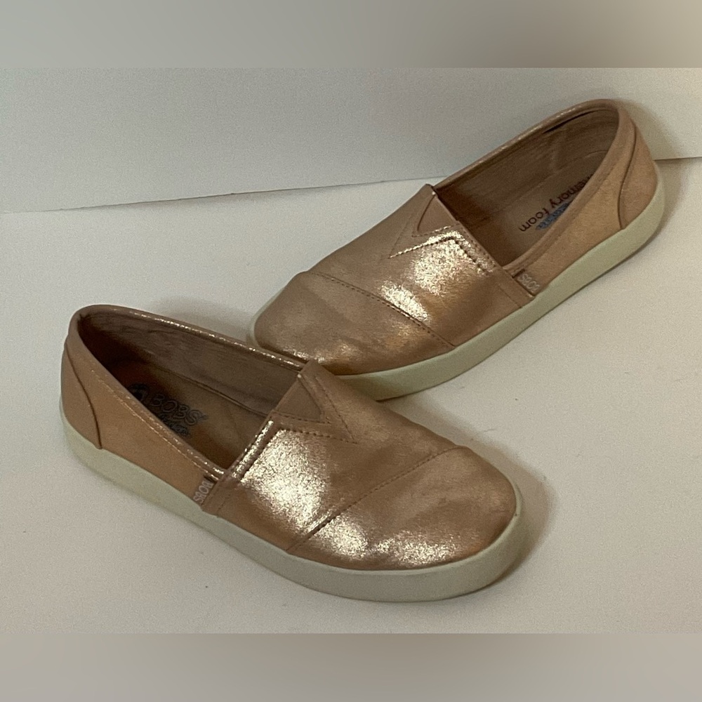 Bobs Rose Gold Glitter Slip on Shoes Sneakers Size 8.5‎